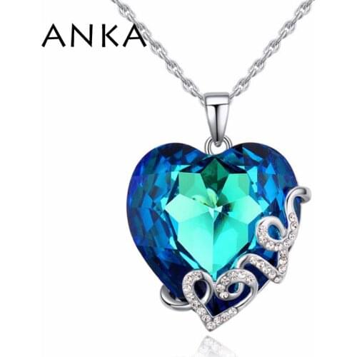 ANKA crystal loves heart necklaces pendant for women top quality fashion crystal necklace Crystals from Austria #122681