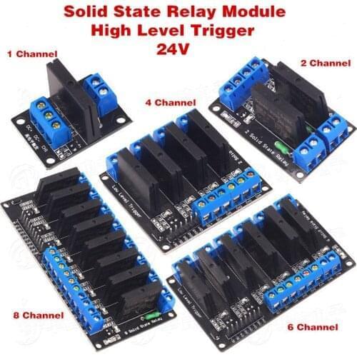 1/2/4/6/8 Channel 24V Solid State Relay Module High Level Trigger DC Control AC with Fuses 250V 2A