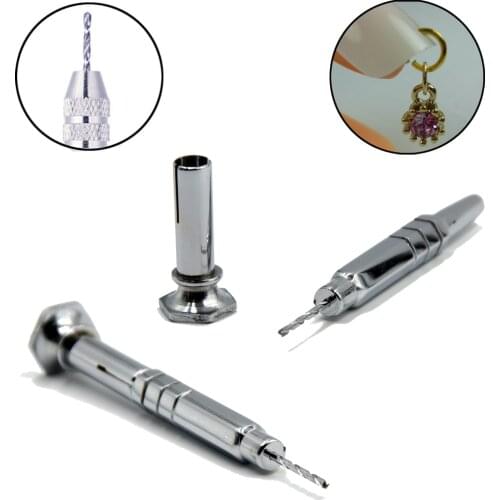 1PC Professional 316L Stainless Steel Nail Art Piercing Hand Drill Tool Nail Puncher Fingernail Borer Drill Piercing Tools