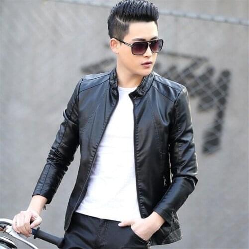 2020 New Fashion Temperament Men Leather Jacket Coat Large Size Jackets Short Slim Leather Coat Spring Autumn Men Clothing