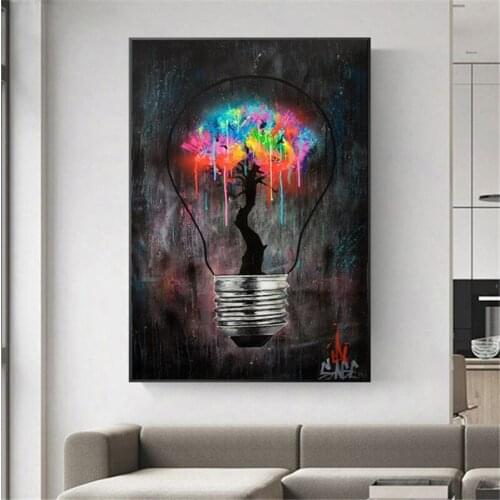 Light Bulb Abstract Street Graffiti Canvas Poster Art Posters Prints Canvas Painting Cuadros Wall Art for Living Room Home Decor