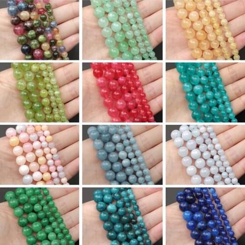 MINHIN Natural Angelite Stone Beads Chalcedony Jades Beads Round Loose Spacer Beads For Jewelry Making 6 8 10mm DIY Bracelet