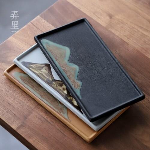 Color Tea Tray Japanese Style Yuanshan Ceramic Pot Bearing Small Size Tea Table Water Storage Simple Home Tea Table Coffee Tray