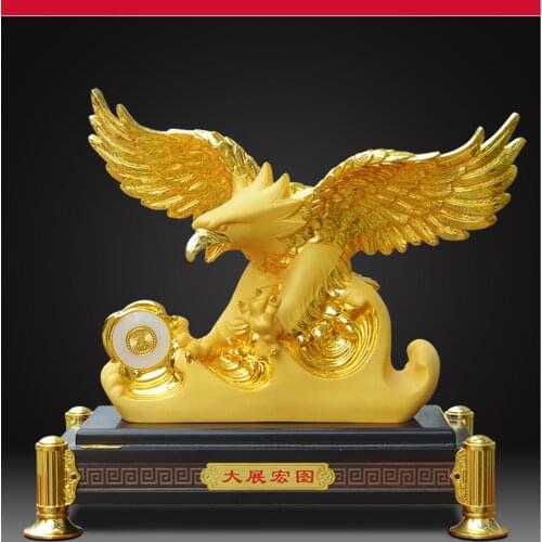 DAZHAN HONGTU Southeast Asia HOME SHOP Company Mascot Bring good luck money Success Golden Eagle statue brisk thriving business