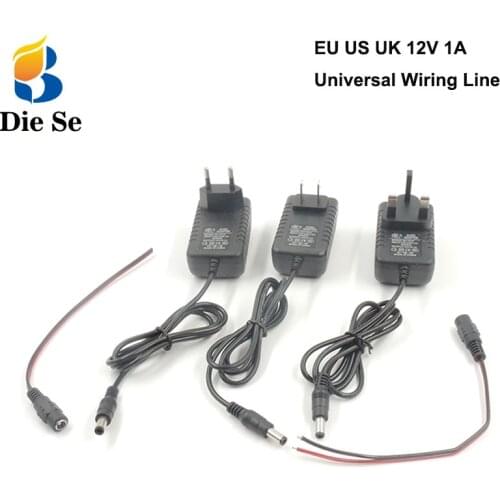 DC 12V 1A Power Adapter 220V to 12V Charger Supply Universal Switch EU US UK Plug 220V to 12V Linear Power Supply 12V