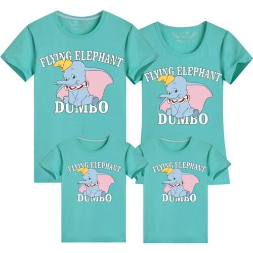 Disney Family Matching Tshirts Outfits Cartoon Cute Dumbo Print T Shirt Woman Baby Boys Girls Clothing Dropship Tee Tops
