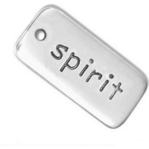 Zinc alloy antique silver plated two sides carved message spirit tags charm personalized custom design