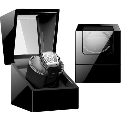 Single Watch Winder Box Black Auto Self Winding Wooden Mechanical Watches Boxes Case Accessories Storage Holder Watchwinder