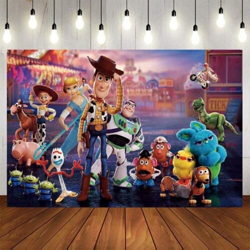 Disney Toy Story Hudi Birthday Background Cloth Tapestry Buzz Lightyear Birthday Kid Baby Birthday Party Photo Studio Decoration