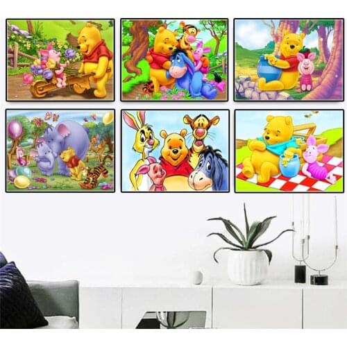 Canvas Painting Cartoon Winnie The Pooh Disney Watercolor Movie Poster Prints Abstract Art Wall Pictures Nursery Room Home Decor