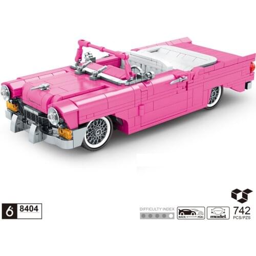 Technical classic Vintage car building block 1957 ford Fairlane 500 Sunliner pull back vehicle toys collection for boys gifts