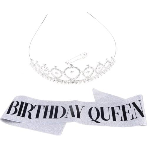 Birthday Crowns for Women, CIEHER Birthday Queen Sash & Rhinestone Tiara, Birthday Crown, Birthday Sash for Women N2UE