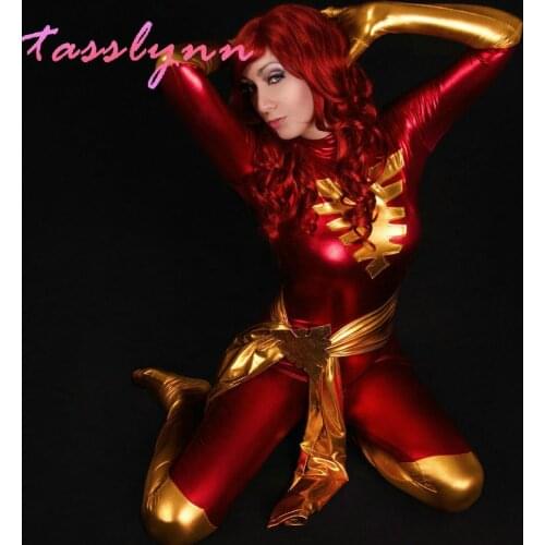 Phoenix Cosplay Costume Red Black Green White Jean Grey Suit X-Men Dark Phoenix Superhero Zentai Bodysuit Halloween Jumpsuits