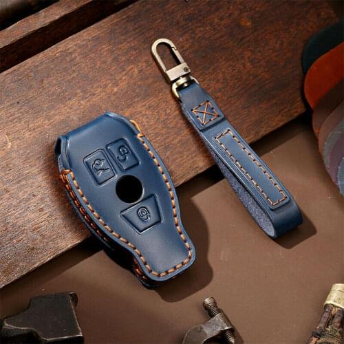 Leather Car Remote Key Case Cover Holder Shell Fob for Mercedes Benz A B R G Class GLK GLA GLC GLR W204 W210 W176 W202 W463