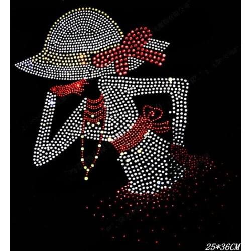 Beauty design hot fix rhinestone transfer motifs designs iron on transfer iron on applique patches