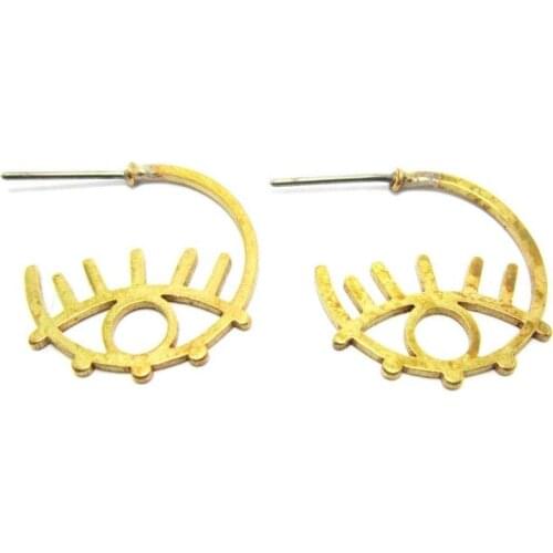 Brass earrings studs 20x18.6mm Brass eye earrings Raw brass earrings findings R1026