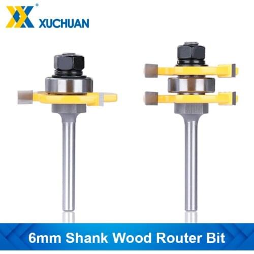 Wood Router Bit Set 6mm Shank Tongue & Groove Joint Assembly Router Bit 47.6mm Wood Cutting Tool