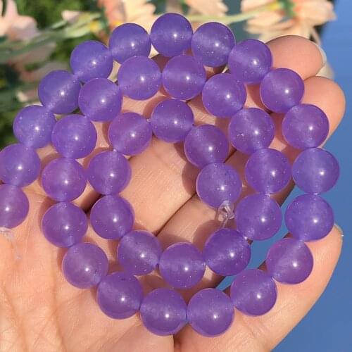 Natural Stone Purple Chalcedony Jades Beads Loose Spacer Beads For Jewelry Making DIY Bracelet 15"Inches 4 6 8 10 12mm Wholesale