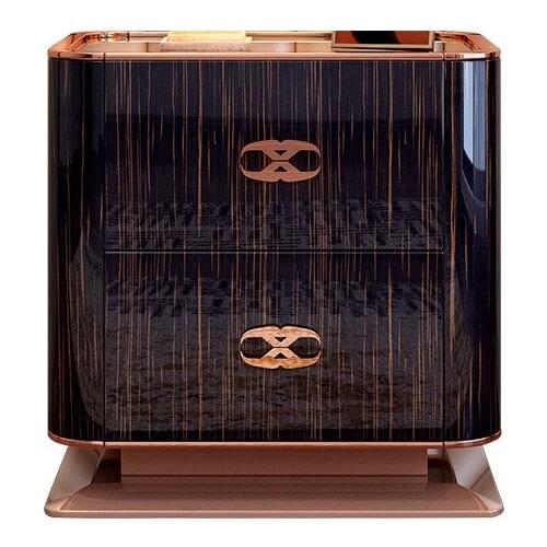 Bedside table gold silk ebony bright paint bedroom luxury square corner several full solid wood furniture