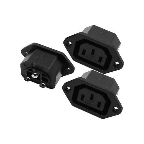 3 Pcs IEC 320 C13 Screw Type Outlet Power Socket Connector AC 250V 10A
