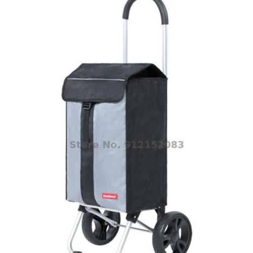 Retro Aluminum Alloy Shopping Cart Folding Trolley Shopping Cart Trolley Portable Small Trolley A50