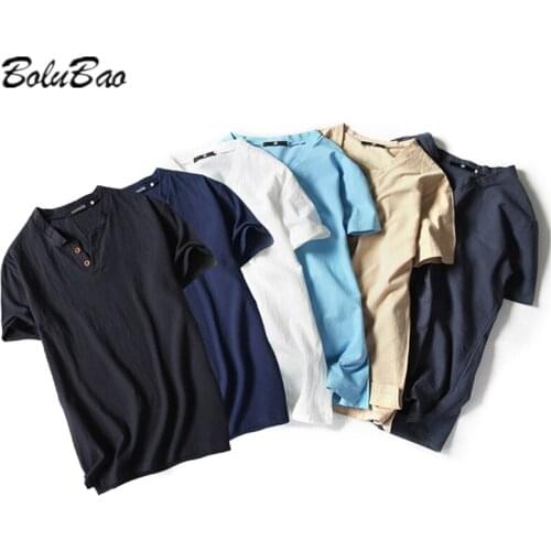 BOLUBAO Summer Men Linen Polo Shirt 2021 New Cotton Linen Slim Polo Shirt Men Two Button Large Size Pure Color Casual Polo