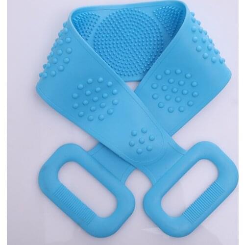 Back Scrubber Skin Cleaning Brush Soft Silicone Bath Towel Belt Body Exfoliating Massage Clean Shower Strap Double-sided