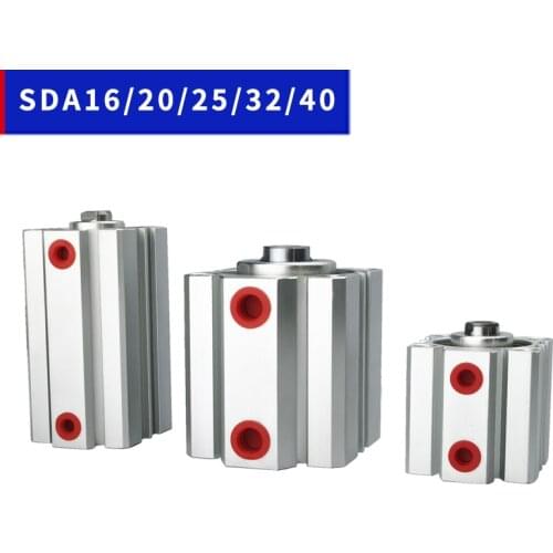 High Quality DoubleActing Pneumatic Cylinder SDA16/20/25/32/40mm Bore Pneumatic Compact 5 10 15 20 25 30 35 40mm Stroke