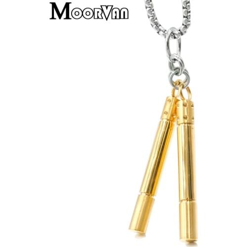Moorvan Jewelry Martial nunchucks pendant necklace sport for men gothic punk stainless steel cool man christmas gift boyfriend