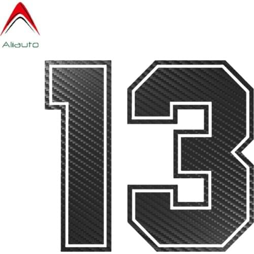 Aliauto Funny Car Sticker Number 13 Carbon Fiber Vinyl Decal Auto Car Stickers and Decals Sticker Waterproof Anti-UV,15cm*14cm
