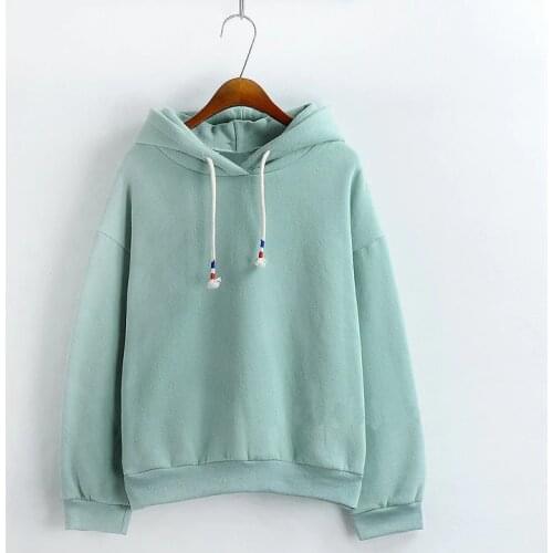 YNA QING HUAN 2018 Spring Womens Hoodie Sweatshirt New Hot Candy-colored Long-sleeved Casual Solid Color Loose Hoodie Top