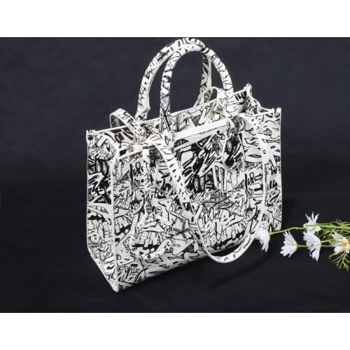 Womens Large-capacity 2021 New Student Book Large Bag Personalized Graffiti Shoulder Bag Fashion Casual Women Purse and Handbag