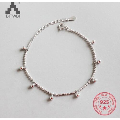100% 925 Sterling Silver Bracelet Minimalist Beads Charms Jewelry for Women