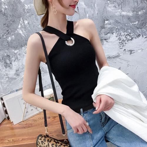 Ice Silk Small Sling Hanging Neck Vest Womens Sleeveless Summer New Net Red Popular Style With 80-180 Kg Top On The Inside And