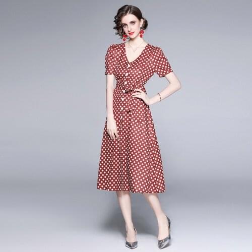 ZUOMAN Women Summer Elegant Dot Dress Festa High Quality Long Office Cocktail Party Robe Femme Runway Designer A-Line Vestidos