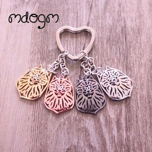 2021 Cute Keeshond Dog Animal Gold Silver Plated Metal Pendant Keychain For Bag Car Women Men Girls Boys Love Jewelry K110