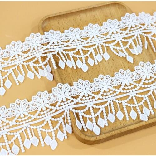 3Yard/Lot New Milk Silk Polyester Lace Tassel Trims 7.3CM DIY Handmade Necklace Pendant Home Curtain Skirt Clothes Accessories