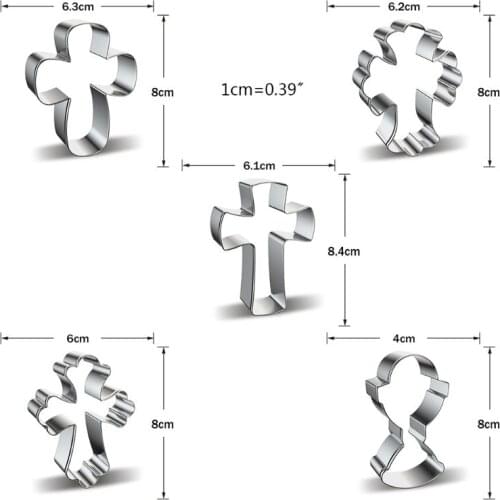 5 Styles Cookie Cutter Mold Cross Biscuit Mould DIY Fondant Pastry Baking Tool R7RC