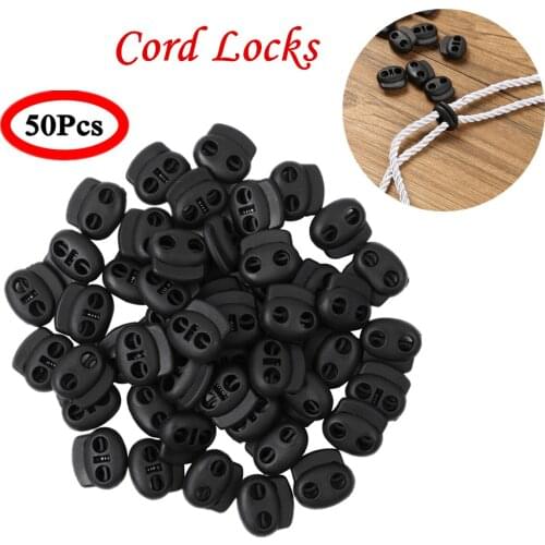50Pcs Paracord Stopper Drawstring End Toggles Clothing Shoelace Cord Lock Spring Plastic Cord Ends DIY Lanyard Sliding Fasteners
