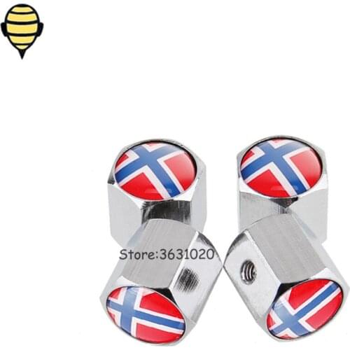 Car Accessories Auto Wheel Tire Valve Stem Caps for Norway Flag for Honda Fit Hyundai Santa Fe Holden Fiat Dodge Charger Opel MG