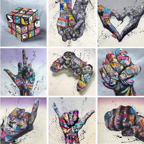 Banksy Pop Street Graffiti Art Abstract Love Hands To Hands Canvas Painting Posters and Prints Wall Art Pictures for Home Decor