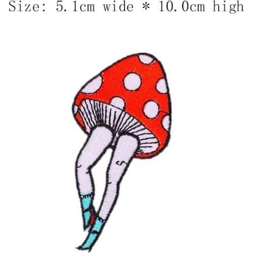Free shipping Mushroom feet embroidery patch for left chest 10cm high badges iron on sew on emblemas for DIY clothing sleeve
