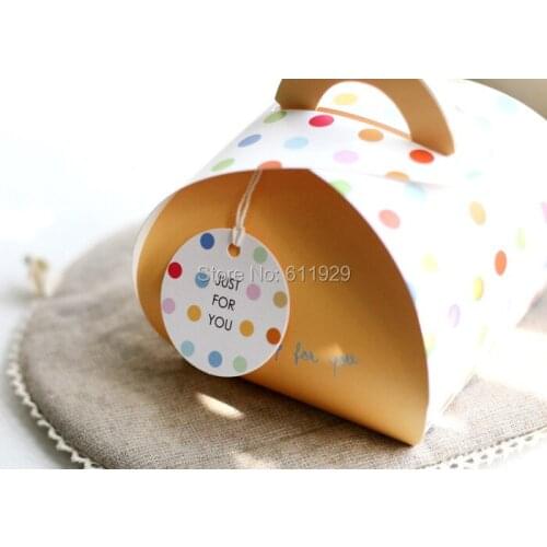 Wholesale Cardboard gift "JUST FOR YOU" hang tag/tags/hangtag,cake Colorful dot Retro Gift Hang tag 500 pcs a lot Free Shipping
