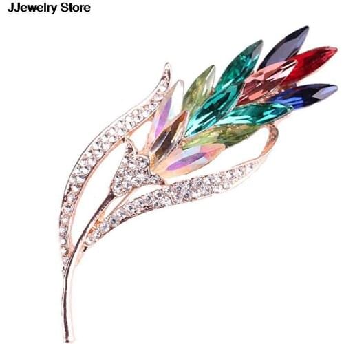 Multi-color Crystal Wheat Brooches For Women Rhinestone Brooch Pins Fashion Jewelry Coat Dress Corsage Flower Broach Badges