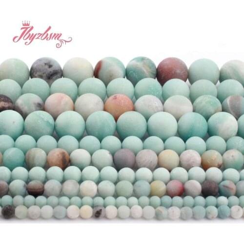Natural Stone Beads Amazonite Blue Multicolor Frost Round Ball Beads For DIY Necklace Bracelet Jewelry Making 15" Free Shipping