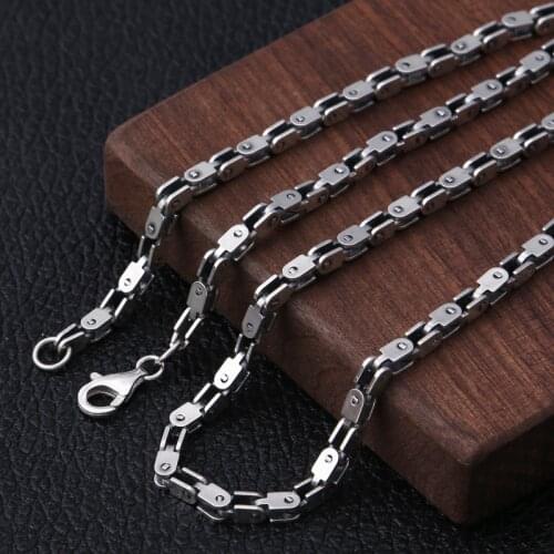 Factory Wholesale S925 Sterling Silver Mens Retro Thai Silver Bamboo Tide People Clavicle Chain Bare 4mm Necklace