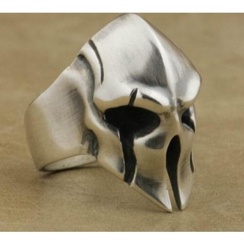 CZ Eyes 925 Sterling Silver Guard Helmet Ring Mens Biker Rock Punk Ring TA0X US Size 7~15