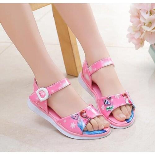 Kids Shoes Children Frozen Anna Elsa Princess Sophia Girls Cartoon Sandals Summer Lightweight Untislippery Hook-Loop Shoes Gifts