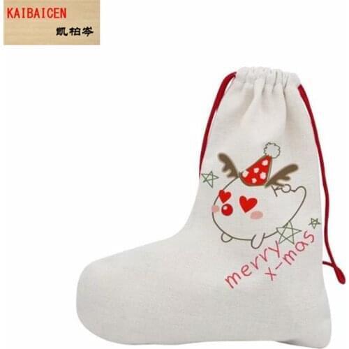 DHL 100pcs/lot Blank Sublimation linen christmas socks Bag For Sublimation INK Print DIY Gifts Heat Press Transfer 18*38CM