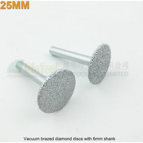 DIATOOL 2pcs Dia 25mm Coated Diamond Discs With 6mm Shank Vacuum Brazed Saw Blade Cutting Grinding Engraving Marble Granite